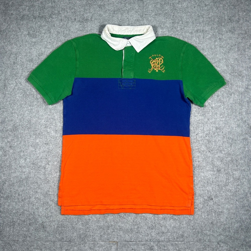 Polo Ralph Lauren Rugby Shirt Kids L 14-16 Multicolor Crest Short Sleeve Preppy